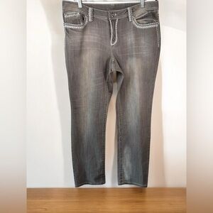 Gray Distressed Stitch Denim jeans womens Size 14 Azi